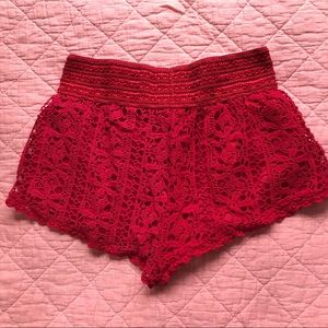 RUE21 Red Crochet Shorts sz L